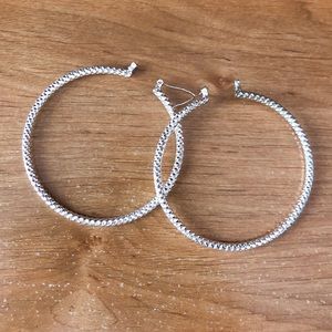 big silver texture studded hoop earrings